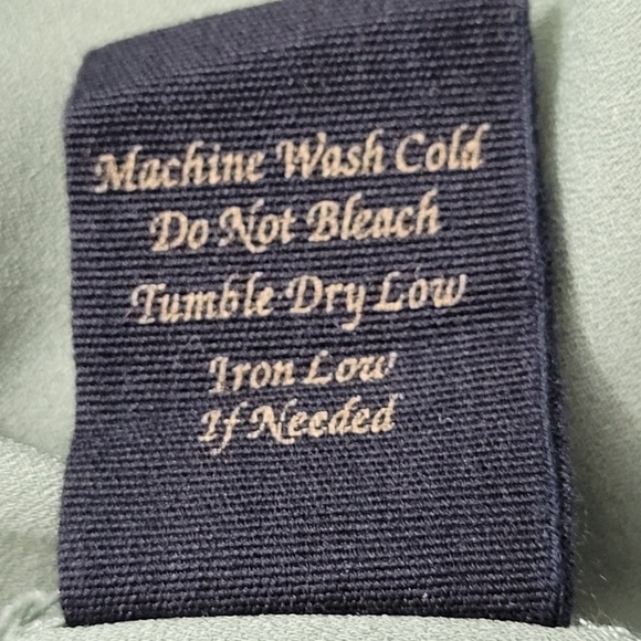 COTTON Sage Long Sleeve Lace Tie-up Pleated Blouse Sage Green Size S oversized - Picture 9 of 9